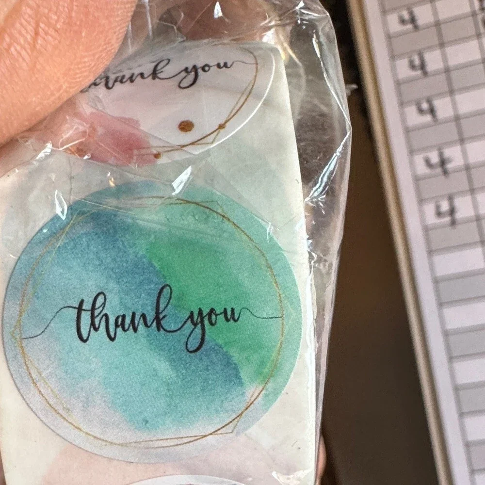 Watercolor Thank You Stickers Roll 60 Labels Pastel Packaging Seals
